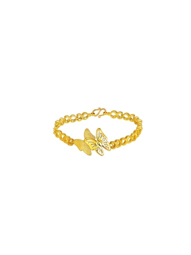 Copper Alloy 24K Gold Plated Vintage Butterfly Women Bracelet