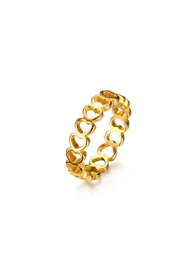 Exquisite Gold Plated Hollow Heart Titanium Ring