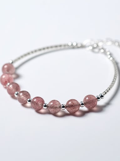 925 Sterling Silver With Silver Plated and strawberry crystals Add-a-bead Bracelets