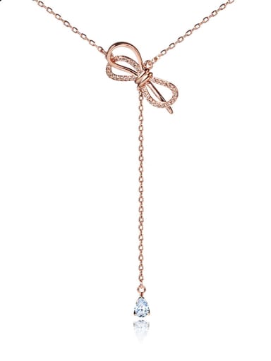 Stainless Steel With Rose Gold Plated Fashion Bowknot Necklaces