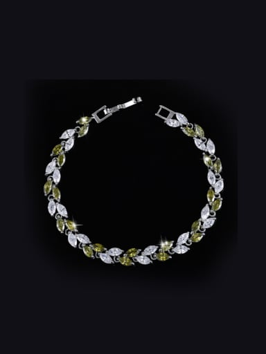 green 17.8Cm Fashion AAA Zircon Leave-shape Bracelet