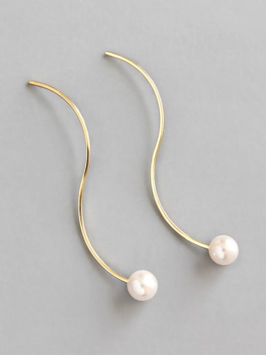 Sterling silver  simple S type imitation pearl  ear wire