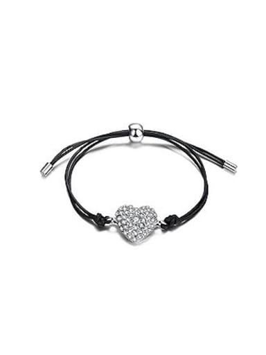 All-match Adjustable Heart Shaped Artificial Leather Bracelet
