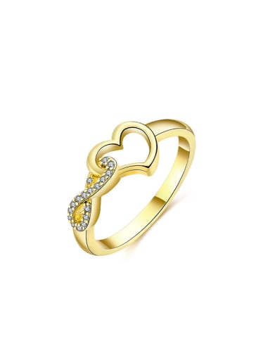 All-match Gold Plated Heart Shaped Zircon Ring