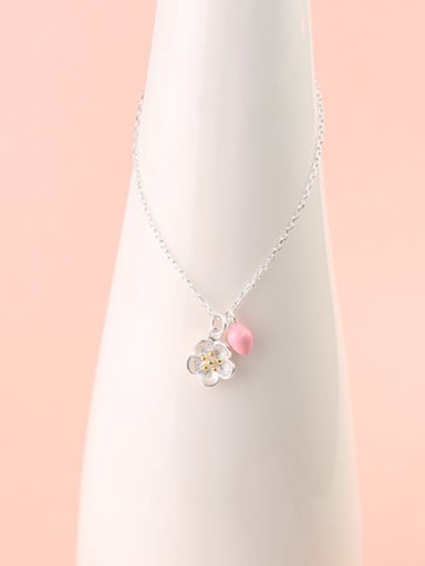 Simple Little Flower Silver Necklace