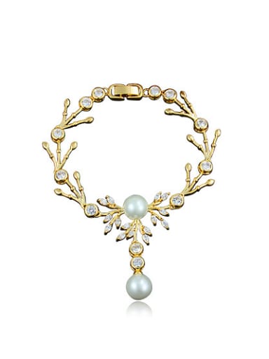 Elegant 18K Gold Plated Artificial Pearl Bracelet