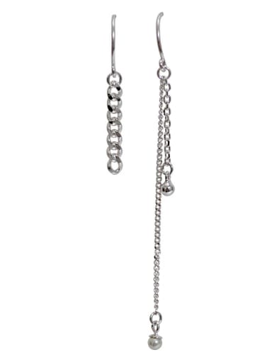 Asymmetrical style Slim Chain Silver Drop Earrings
