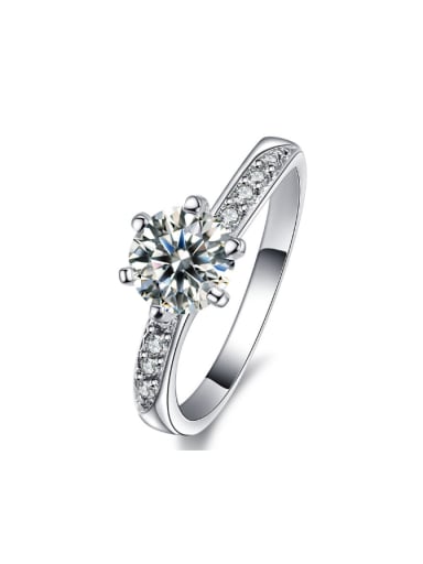 Shining Zircons White Gold Plated Simple Ring