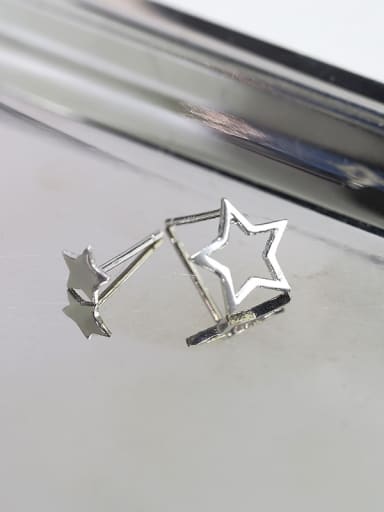 Simple Asymmetrical Tiny Star 925 Silver Women Stud Earrings