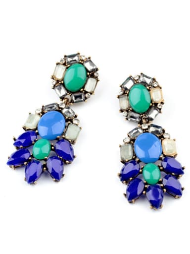 Alloy Sweet and Elegant Color Stones Drop Chandelier earring