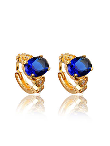 High Quality Blue 18K Gold Plated Zircon Clip Earrings