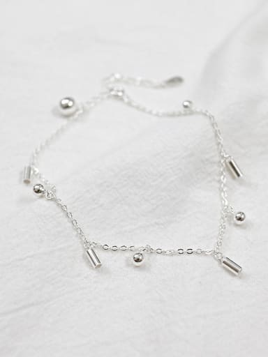 Simple Little Beads Silver Women Anklet