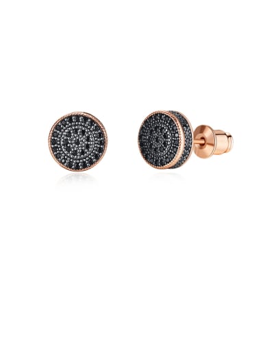 Copper With Cubic Zirconia Delicate Round Stud Earrings