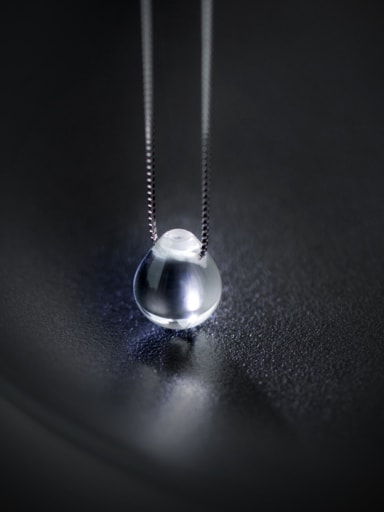 S925 silver water drop shape natural crystal necklace