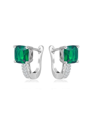 Exquisite Green Stone Geometric Shaped Clip On Earrings