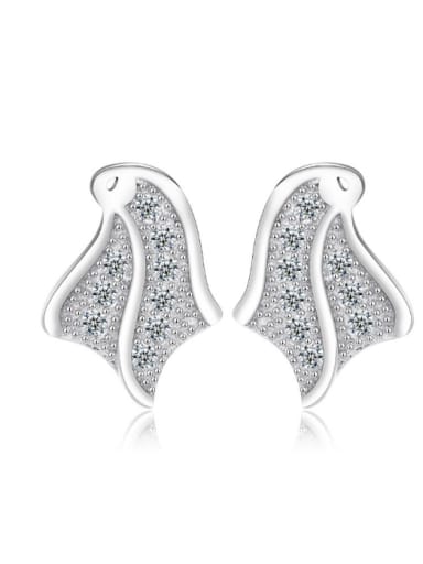 High Quality Silver Leave-shape Stud Earrings