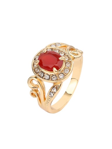 Retro Noble style Resin stone Crystals Gold Plated Ring