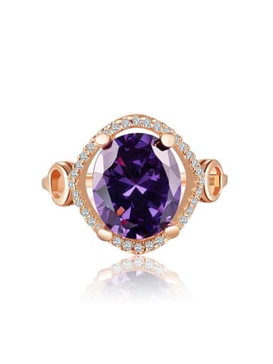 Exaggerated Purple Zircon Rose Gold Plated Copper Ring