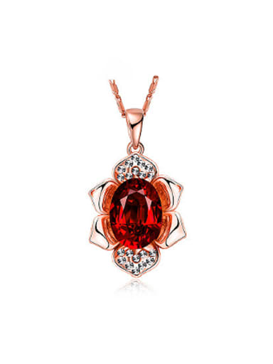 Elegant Flower Shaped Glass Stone Necklace