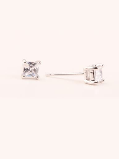 Classic 4mm Square Zircon Diamond Four Claw Simple and Multipurpose stud Earring