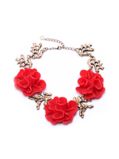 Red Flower Exaggerate Women Necklace
