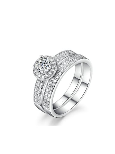 Exquisite Double Layer White Gold Plated Zircon Ring Set