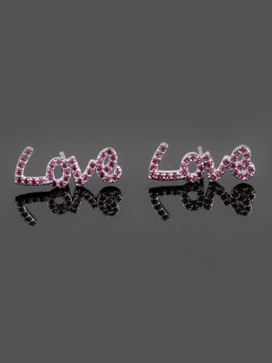 Love Letter Red Corundum 925 Sterling Silver Needle Platinum Plated Fashion stud Earring