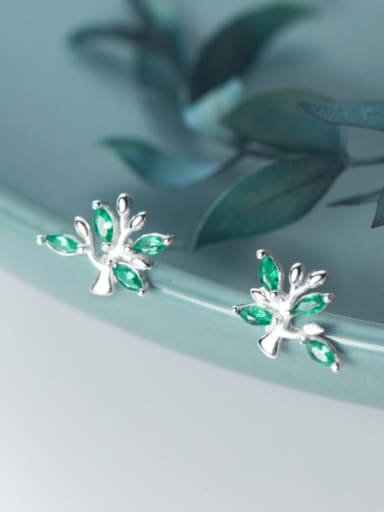 925 Sterling Silver With Silver Plated Simplistic Branch Stud Earrings