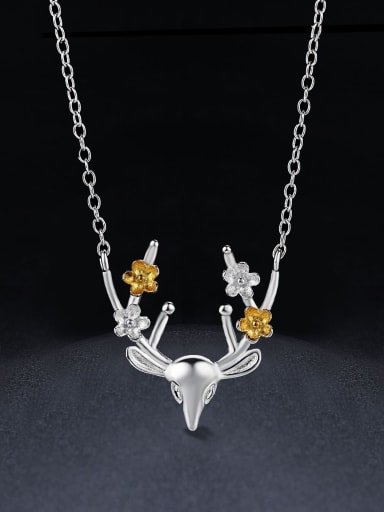 Simple Little Deer Pendant 925 Sterling Silver Necklace
