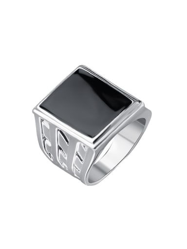 Retro style Black Enamel Silver Plated Alloy Ring