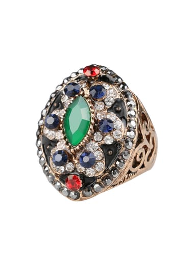 Retro Exaggerated style Resin stones Cubic Crystals Ring
