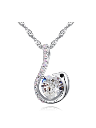 Simple Heart austrian Crystals Swan Pendant Alloy Necklace
