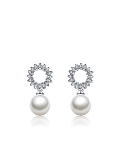 Winter Accessories Shell Pearls Zircons Drop Earrings