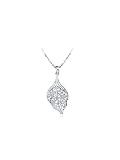 Exquisite Platinum Plated Leaf Shaped Necklace