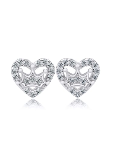 Micro Pave Zircon Heart-shape Stud Earrings