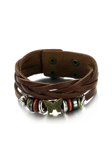 Retro style Multi-band Brown PU Men Bracelet