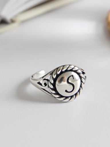 925 Sterling Silver With Antique Gold Plated letter S Rings