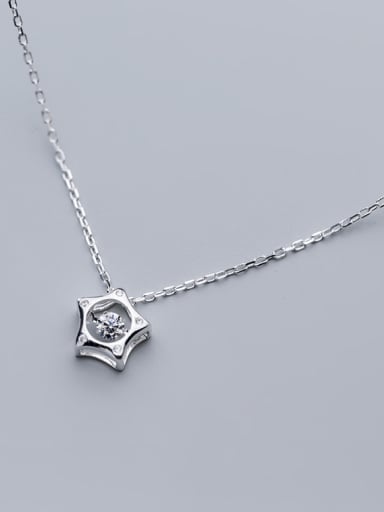 925 Sterling Silver With Silver Plated Personality Hollow Star Necklaces
