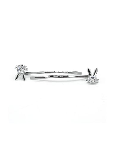 Cubic Zircon-studded Little Bunny Platinum Plated Hairpin