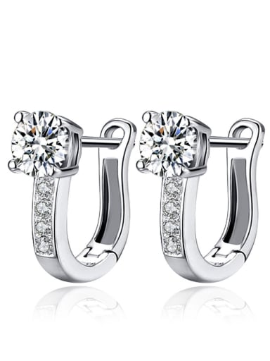 Shining AAA Zircons Simple Western Style Clip Earrings