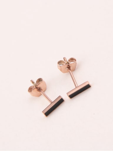 Rectangular Black Glue Simple Stud Earrings