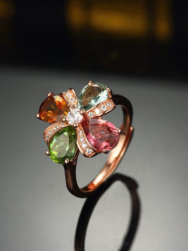 Multi-color Gemstones Flowery Multistone ring