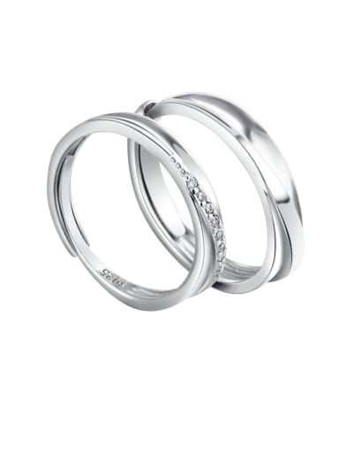 925 Sterling Silver With Cubic Zirconia Simplistic lovers Free Size Rings