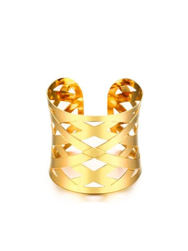 Fashionable Open Design Hollow Gold Plated Titanium Bangle
