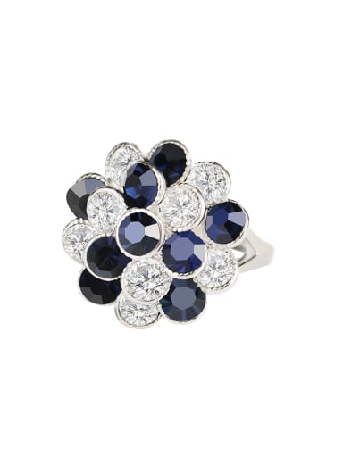 Fashion Blue Resin stones White Rhinestones Alloy Flowery Ring