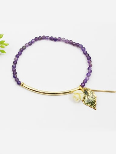 custom Women Exquisite Leaf Shaped Amethyst Bracelet