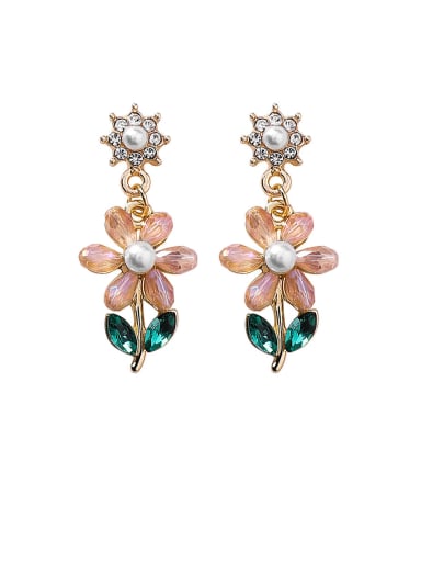 Alloy With Glass stone Fashion Flower Drop Earrings