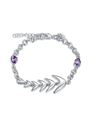 Simple Purple Zircon Silver Plated Bracelet