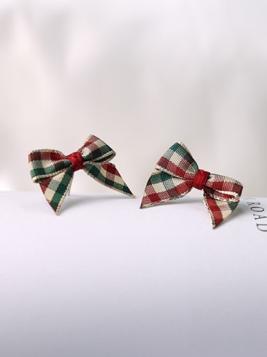 Personalized Cloth Bowknot 925 Silver Stud Earrings