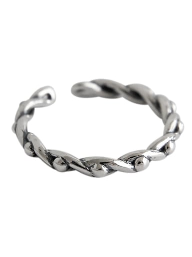 925 Sterling Silver With Glossy Vintage Twist Weaving Free Size Rings